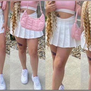 white pleated skirt